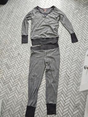 Victoria's Secret Black and Grey Striped Kids Pajama Or lounge  Set